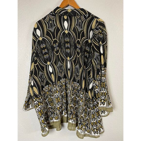 Maggie Barnes Women's Plus Size 2X Multicolor Blouse Micro Pleated Long Sleeve - Picture 2 of 6